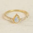 thumbnail image 1 of Pear Cut Opal & Cubic Zirconia Ring, 925 Sterling Silver Trio Ring. Minimalist Ring. Handmade Fine Jewelry. Gift For Her., 1 of 5