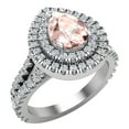 thumbnail image 1 of Pear Cut Pink Morganite Double Halo Engagement Ring Split Shank 18K White Gold 2.75 CT TW (G,VS1), 1 of 5
