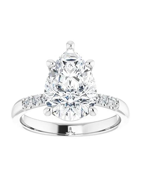 Pear Cut Promise Rings 1CT-3CT Colorless Solitaire Engagement Rings