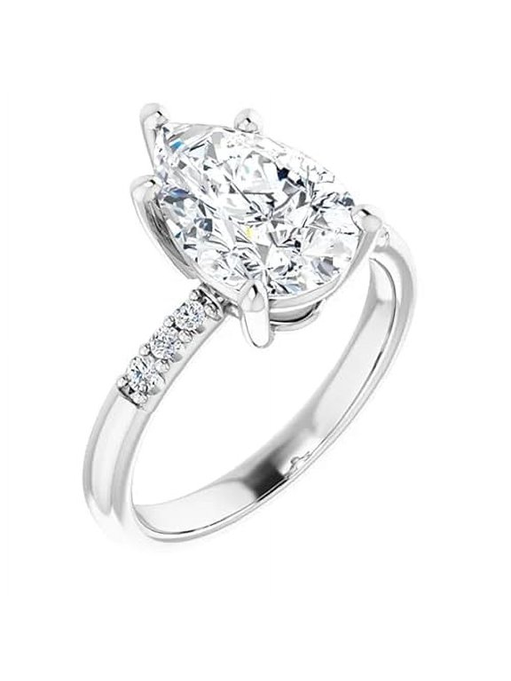 Pear Cut Promise Rings 1CT-3CT Colorless Solitaire Engagement Rings