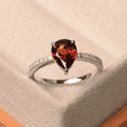 thumbnail image 1 of Pear Cut Red Garnet Solitaire Wedding Ring in 925 Sterling Silver - Anniversary Ring For Wife, 1 of 6