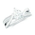 thumbnail image 1 of Rosec Jewels Certified Moissanite Pear Shape Engagement Ring for Women - 5X7 mm Solitaire Ring - D-VS1 Quality, 10K White Gold, US 9.50, 1 of 7