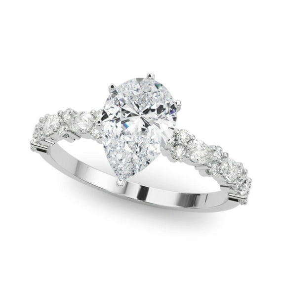 Pear Cut Solitaire With Accents Engagement Ring 10K Rose Gold