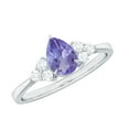 thumbnail image 1 of Rosec Jewels Pear Cut Tanzanite Solitaire Ring with Diamond Accent (1.25 CT, AAA Quality), 18K White Gold, US 7.50, 1 of 9
