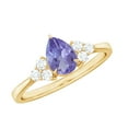 thumbnail image 1 of Rosec Jewels Pear Cut Tanzanite Solitaire Ring with Diamond Accent (1.25 CT, AAA Quality), 18K Yellow Gold, US 13.00, 1 of 9
