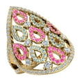 thumbnail image 1 of Pear Drop Shape Pink Sapphire Aquamarine & Diamond V Shank Cocktail Ring 1.30 CTW 14K Gold (G,I1), 1 of 5