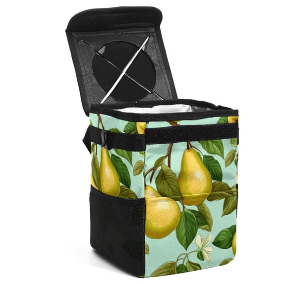 Pear Foldable Car Garbage Can with Lid, Leak-proof, Hanging Storage Bag - Trash Can for Car, Car Trash Can