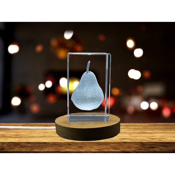 Pear Fruit 3D Engraved Crystal Decor Gift
