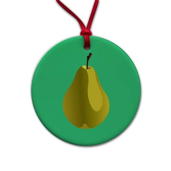 Pear Fruit Christmas Tree Holiday Round Ceramic Ornament