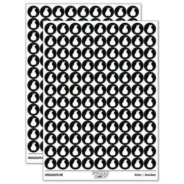 Pear Fruit Solid 200+ Round Stickers - Black - Gloss Finish - 0.50" Size