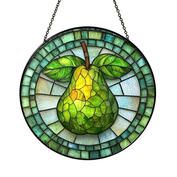 Pear Fruit Stained Glass Window Suncatcher, Fresh Green Kitchen Decor, Garden Lover Gift Idea