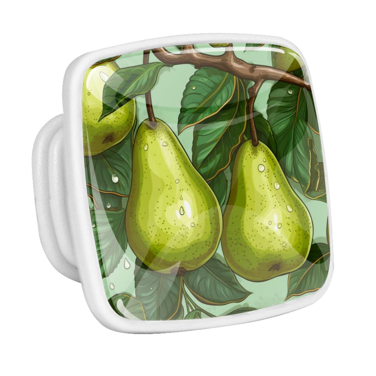 Visual Reference: Pear Fruits Fluorescent Drawer Pulls With Screws Square 4 Pack