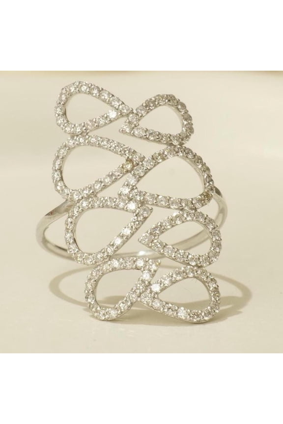 Pear Loop Cascade Diamond Ring, 14k Solid Gold Ring, Cocktail Diamond Ring, Natural Diamond, Statement Ring, Ready To Ship, Women's Day Gift