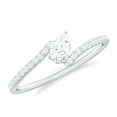 thumbnail image 1 of Rosec Jewels Pear Moissanite Bypass Engagement Ring with Side Stones (D-VS1 Grade), 14K White Gold, US 7.00, 1 of 9