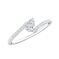 thumbnail image 1 of Rosec Jewels Pear Moissanite Bypass Engagement Ring with Side Stones (D-VS1 Grade), 14K White Gold, US 9.50, 1 of 8