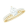 thumbnail image 1 of Rosec Jewels Moissanite Teardrop Engagement Ring - 5X7 mm Pear Shape - Designer Ring for Women - D-VS1 Grade, 14K Yellow Gold, US 8.50, 1 of 8