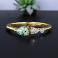 thumbnail image 1 of Pear Moss Agate Engagement Ring CZDiamond Promise Ring Delicate Yellow Gold Statement Jewelry 3 Stone Ring Christmas Gift Ring, 1 of 4
