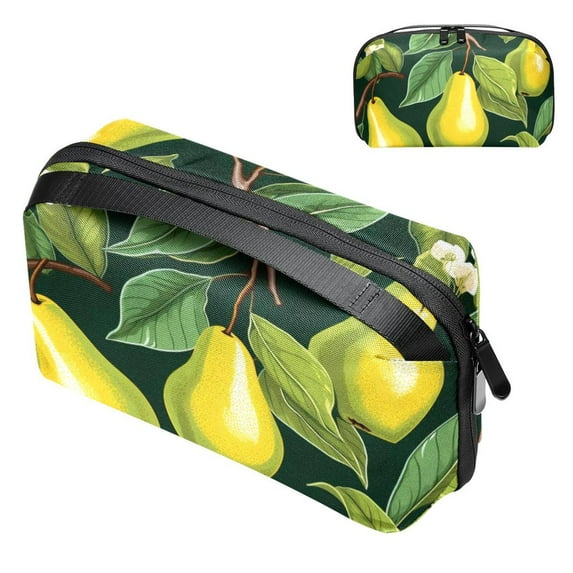 Pear Oxford Fabric Waterproof Portable Hard Drive Bag and Case with Cord Storage and Travel Charger Organizer for Electronic Devices - 5.9x9.44x3.14 in