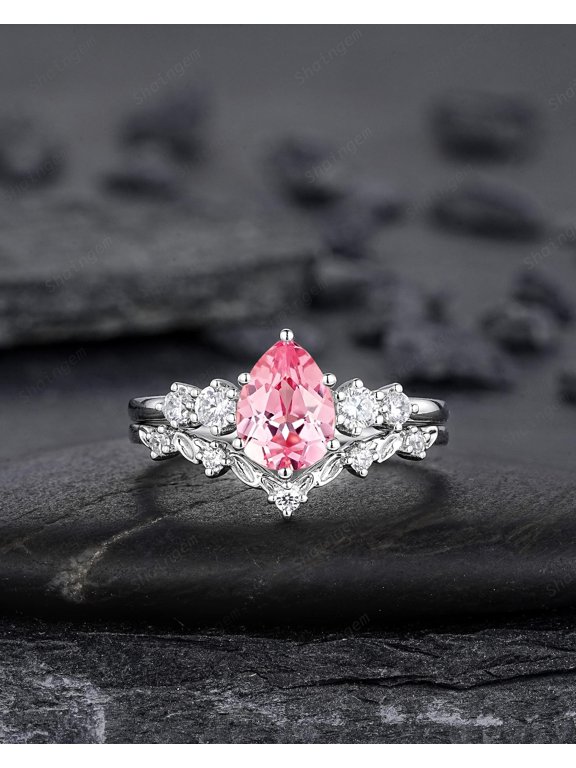 Pear Pink Sapphire Ring: 925 Sterling Silver, Ceylon Gemstone