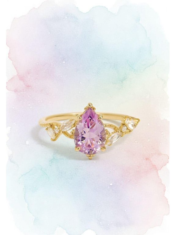 Pear Pink Sapphire Ring: 925 Sterling Silver, Ceylon Gemstone