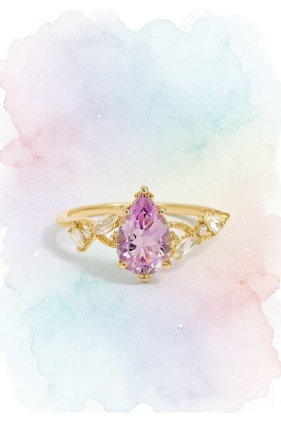 Pear Pink Sapphire Ring: 925 Sterling Silver, Ceylon Gemstone
