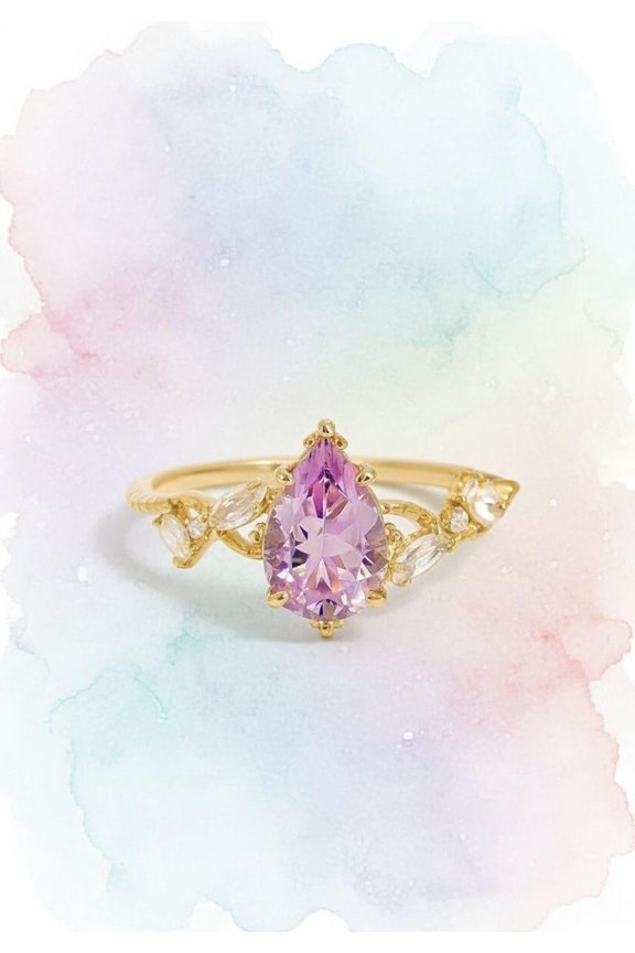 Pear Cut Pink Sapphire Rings 5 ct. t.w. 925 Sterling, Sterling Silver
