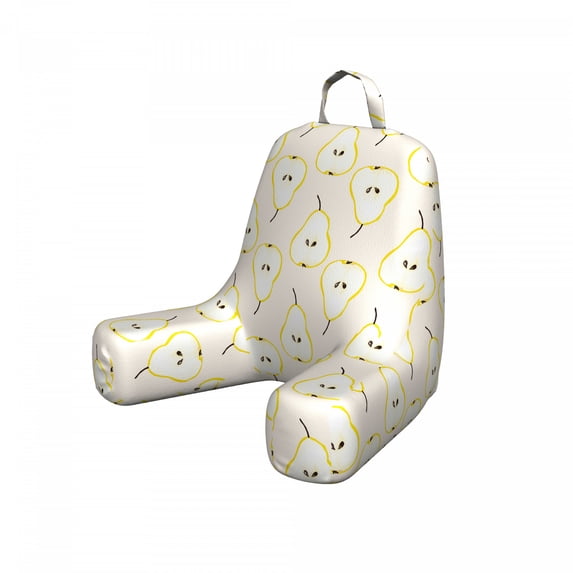 Pear Reading Pillow Cover, Freshness Fruits Divided into 2 Slices Organic Summer Organic Food Eat Juicy, Unstuffed Printed Bed Rest Case from Soft Fabric, Small, Mustard Champagne, by Ambesonne