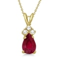 thumbnail image 1 of Pear Ruby and Diamond Solitaire Pendant Necklace 14k Yellow Gold (0.75ct), 1 of 2