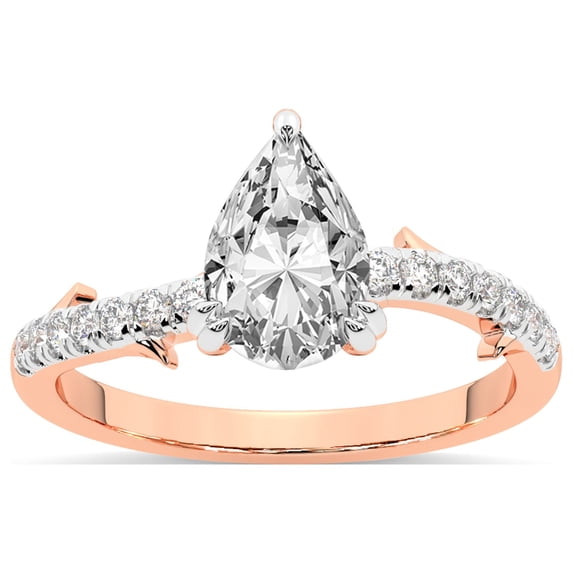 Pear Shape 2 Carat IGI Certified Lab Grown Diamond Ring | 14K Rose Gold | Phoebe Twigs Diamond Ring | FG-VS1-VS2 Quality Friendly Diamonds