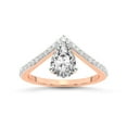 thumbnail image 1 of Pear Shape 2 Carat IGI Certified Lab Grown Diamond Ring | 14K Rose Gold | Zelda Classic Chevron Diamond Ring | FG-VS1-VS2 Quality Friendly Diamonds, 1 of 5