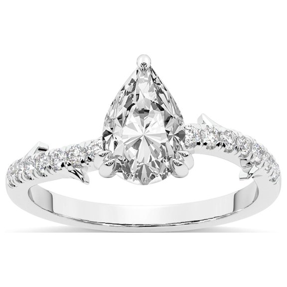 Pear Shape 2 Carat IGI Certified Lab Grown Diamond Ring | 14K White Gold | Phoebe Twigs Diamond Ring | FG-VS1-VS2 Quality Friendly Diamonds