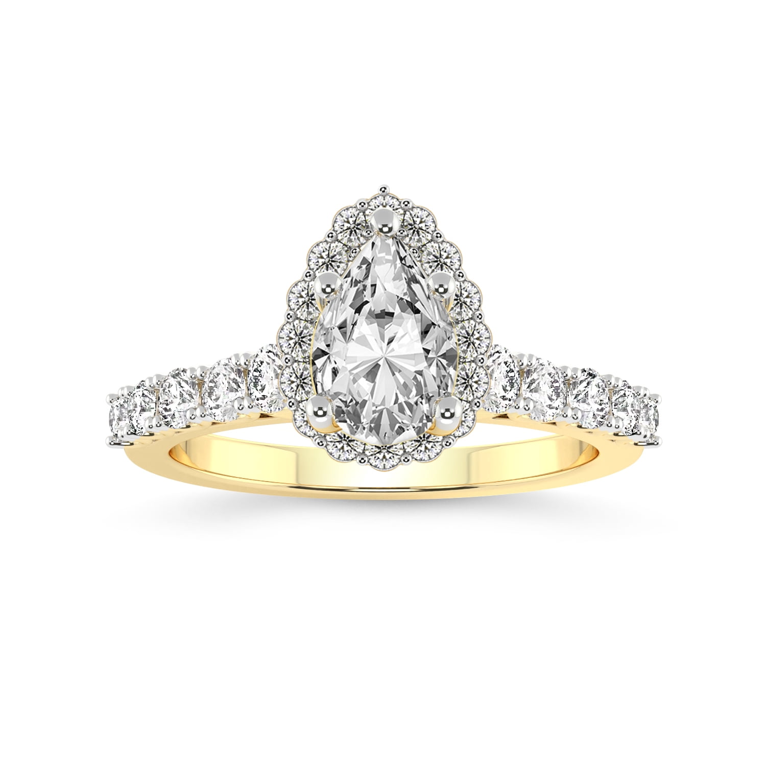 Pear Shape 2 Carat IGI Certified Lab Grown Diamond Ring | 14K Yellow ...
