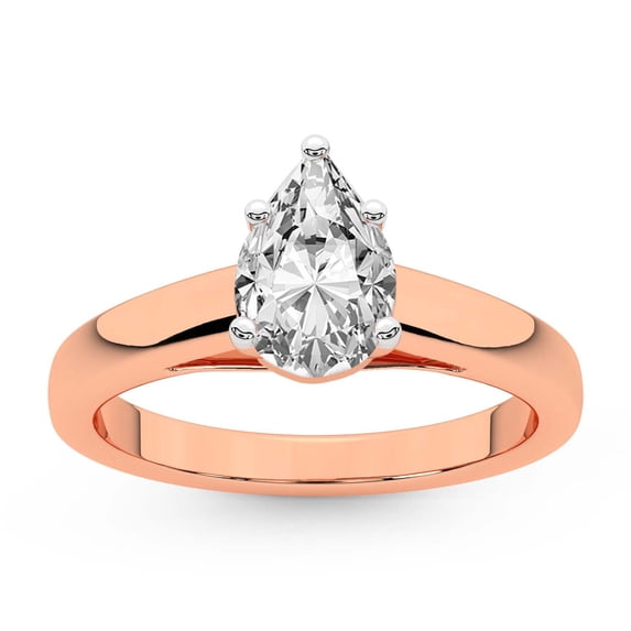 IGI Certified 2 Carat Pear Shape Lab Grown Diamond Engagement Ring | 14K Rose Gold | Della Three stone Pear Shape Side Lab Diamond Ring | FG-VS1-VS2 Quality Friendly Diamonds