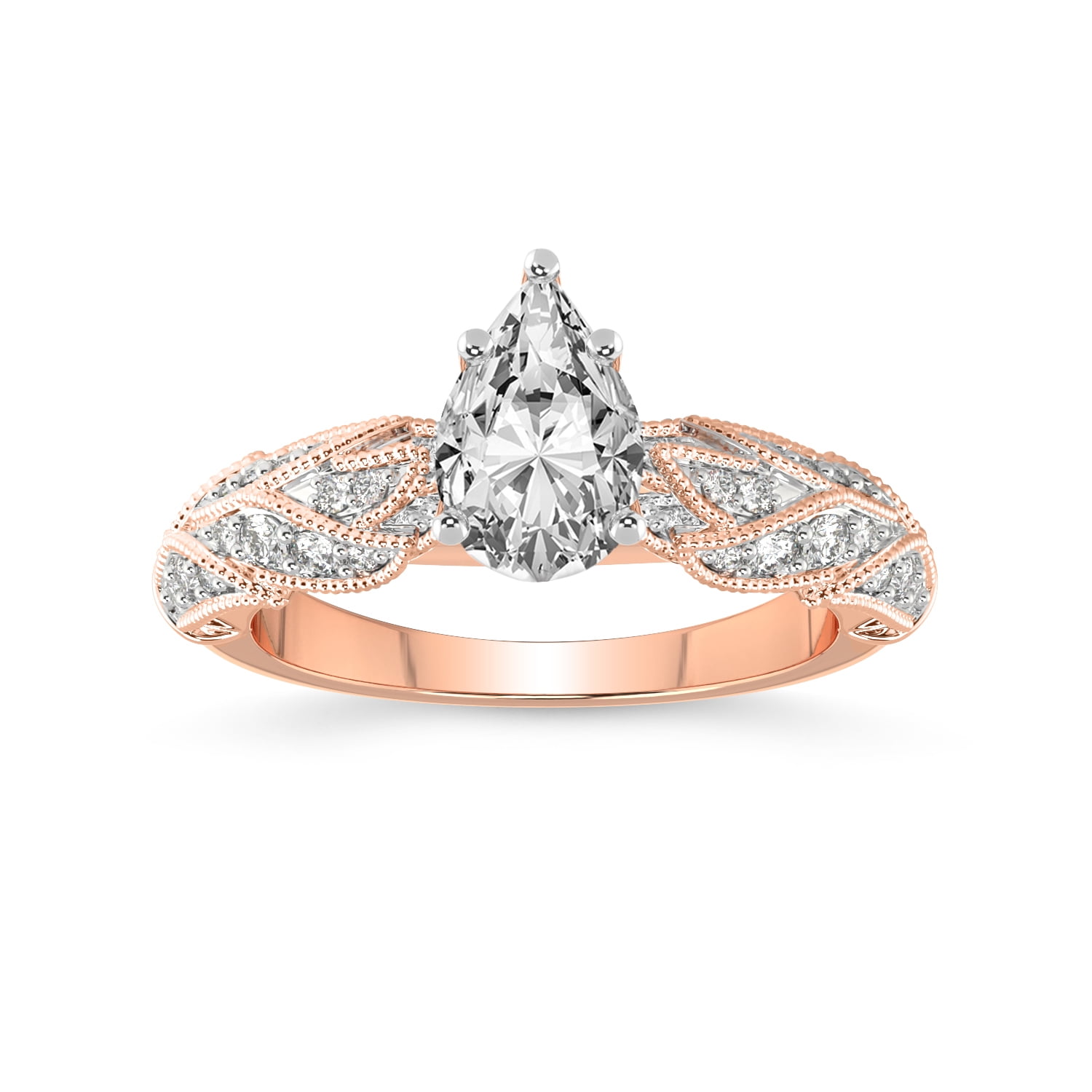 Pear Shape 4 Carat IGI Certified Lab Grown Diamond Ring | 14K Rose Gold ...