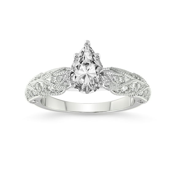 Pear Shape 4 Carat IGI Certified Lab Grown Diamond Ring | 14K White Gold |Vintage Willow Lab Diamond Engagement Ring | FG-VS1-VS2 Quality Friendly Diamonds