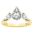 thumbnail image 1 of Pear Shape 4 Carat IGI Certified Lab Grown Diamond Ring | 14K Yellow Gold | Joella Three Stone Chevron Diamond Ring | FG-VS1-VS2 Quality Friendly Diamonds, 1 of 6