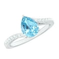 thumbnail image 1 of Rosec Jewels Pear Shape Aquamarine Solitaire Ring with Diamond, Bypass Ring - 6X8 MM, 925 Sterling Silver, US 4.00, 1 of 9