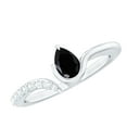 thumbnail image 1 of Rosec Jewels Black Onyx Promise Ring with Diamond - Open Cuff Ring - AAA Grade Onyx December Birthstone Ring - Ready to Gift, 14K White Gold, US 7.00, 1 of 7