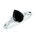 thumbnail image 1 of Rosec Jewels Pear Shape Black Onyx Solitaire Celtic Ring for Women (5X7 mm, AAA Grade), 14K White Gold, US 5.00, 1 of 9
