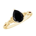 thumbnail image 1 of Rosec Jewels Pear Shape Black Onyx Solitaire Celtic Ring for Women (5X7 mm, AAA Grade), 14K Yellow Gold, US 8.50, 1 of 9