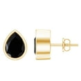 thumbnail image 1 of Rosec Jewels Pear Shape Black Onyx Solitaire Stud Earrings for Women - 6X8 mm, 10K Yellow Gold, 1 of 9
