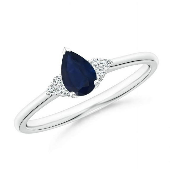 Pear Shape Blue Sapphire CZ Diamond Cocktail Band Ring 925 Sterling Silver September Birthstone Christmas New Year Gift Gemstone Jewelry