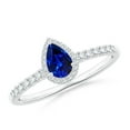thumbnail image 1 of Pear Shape Blue Sapphire CZ Diamond Cocktail Band Ring Women 925 Sterling Silver September Birthstone Engagement Anniversary Gift Gemstone Jewelry, 1 of 5