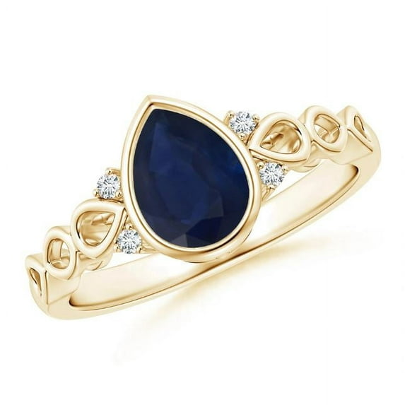 Pear Shape Blue Sapphire CZ Diamond Cocktail Band Ring Women 925 Sterling Silver Yellow Gold Plated September Birthstone Engagement Anniversary Gift Gemstone Jewelry