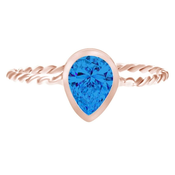 AFFY Pear Shape Blue Topaz Twist Ring 14K Rose Gold-4