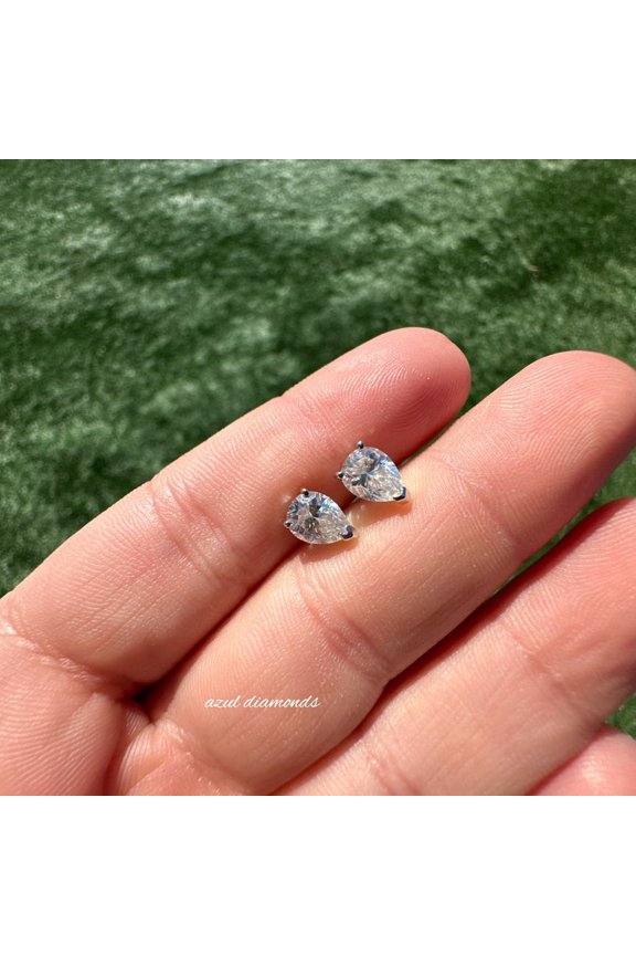 Pear Shape Certified Moissanite Stud Earrings/ Moissanite Push Back Studs/ Bridal Earrings/ Wedding Earrings