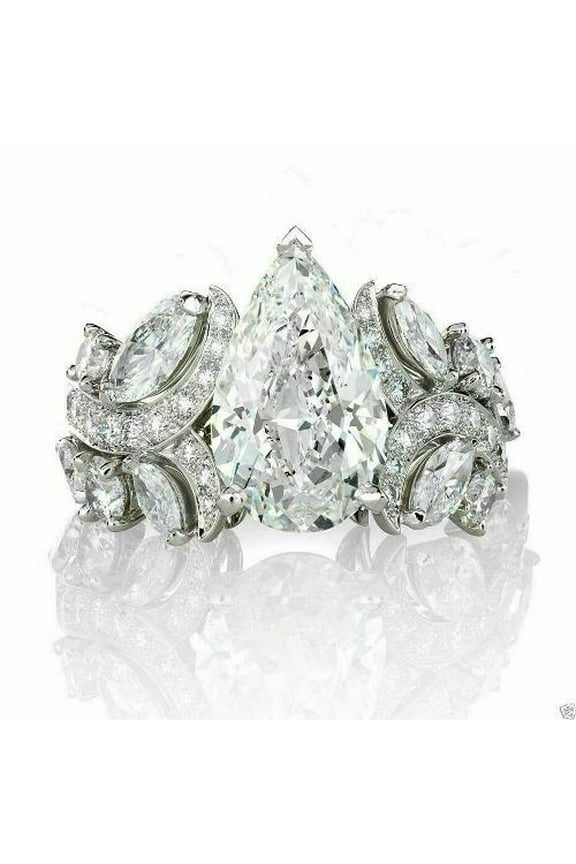 Pear Shape Cluster Bridal Engagement Ring 1.9 Ct Diamond 14K White Gold Over