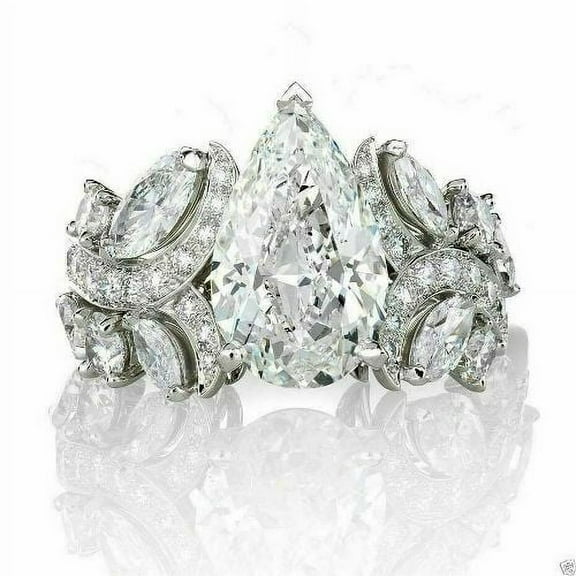 Pear Shape Cluster Bridal Engagement Ring 1.9 Ct Diamond 14K White Gold Over