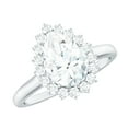 thumbnail image 1 of Rosec Jewels Certified Cubic Zirconia Teardrop Engagement Ring with Halo - 1.4 Carat Pear Shape - AAAA Quality - with Jewelry Box, 925 Sterling Silver, US 4.00, 1 of 9