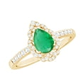 thumbnail image 1 of Rosec Jewels Emerald Engagement Ring for Women (0.6 Ct, AAA Grade) - Leaf Inspired Emerald Diamond Ring with Jewelry Box, 14K Yellow Gold, US 11.00, 1 of 8